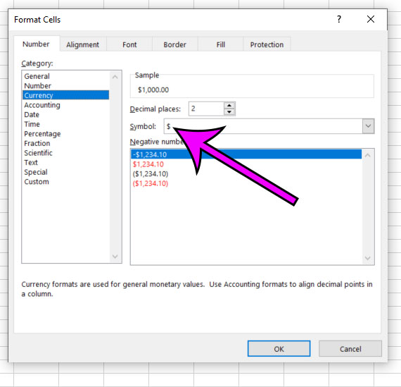 how to show a dollar sign in Excel