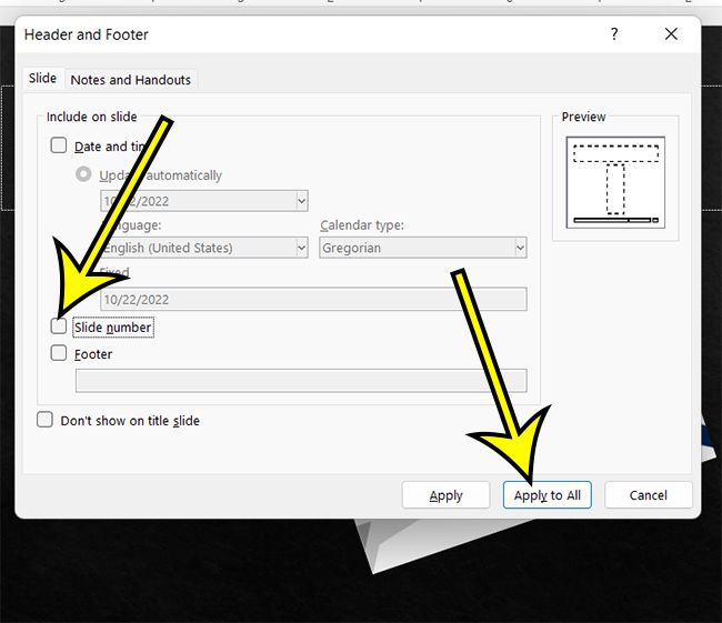 how to get rid of page numbers in Powerpoint